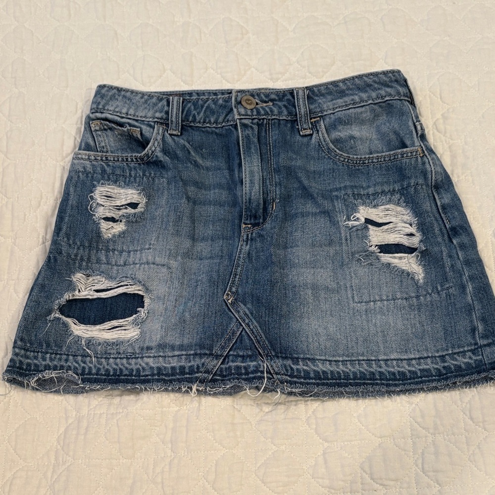 Hollister Blue Distressed Mini Skirt